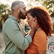 A couple showing romantic affection
