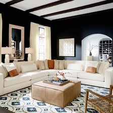 A sectional sofa arranged in a living room