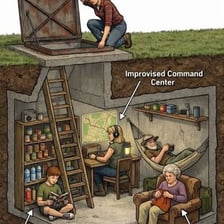A person taking shelter in a secure hideout