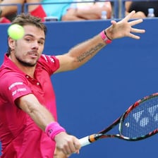 Stan Wawrinka playing a tennis match.