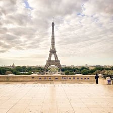 The Eiffel Tower rising above Paris