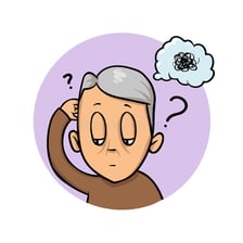 A person looking puzzled after noticing that something is not right.