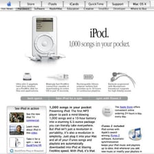 An original white Apple iPod with its click wheel