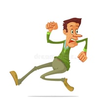 A person running away from a dangerous situation.