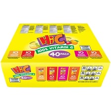 Hi-C drink packages in the Orange Lavaburst and Boppin’ Strawberry flavors.
