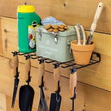 Supplies readily available on a storage shelf