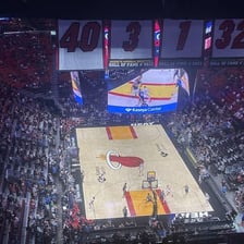 A basketball scoreboard displaying the Miami Heat abbreviation MIA