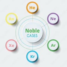 An educational illustration of chemically unreactive noble gases