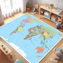 A simple visual showing an area code, an area map, and an area rug.