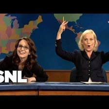 Tina Fey and Amy Poehler appearing on Saturday Night Live