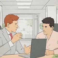 Two people in conversation, with one asking for clarification