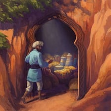 A fairy-tale cave opening associated with Ali Baba
