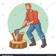 A person chopping wood with an axe