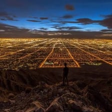 The Las Vegas skyline illuminated at night.