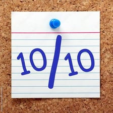 A rating scale showing a perfect score of ten out of ten.
