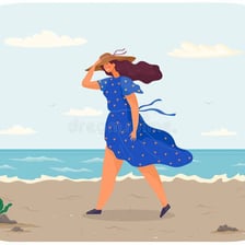 A person gripping a hat while standing in strong wind.