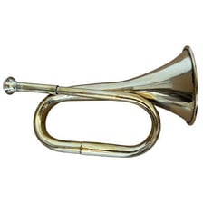 A brass bugle used for military signals.