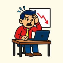 A businessperson reacting to a financial setback