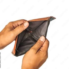 An open wallet with no cash inside.