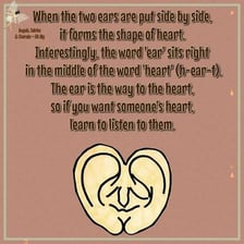 A simple wordplay diagram showing HEART with its first and last letters removed to form EAR