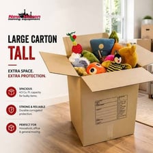 A mover placing household items into cardboard boxes.