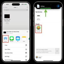 Two Apple devices displaying an AirDrop file transfer