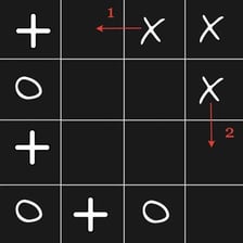 A tic-tac-toe board showing three Xs aligned in a winning row.