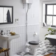 A bathroom representing British usage of the word loo.