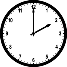 An analog clock showing two o’clock next to a lunch setting.