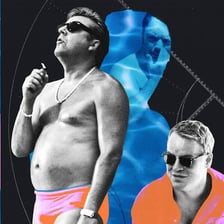 A casually dressed man with the rounded physique commonly called a dad bod