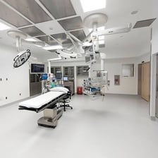 A sterile hospital operating room prepared for surgery