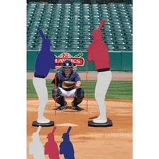A baseball batter hitting while serving as the designated hitter.