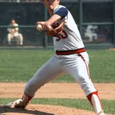 Nolan Ryan pitching in a baseball game.