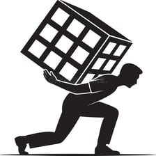 A person carrying a heavy load to symbolize a burden.