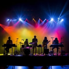 A band performing a group of songs during a concert
