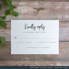 An invitation card with spaces to indicate whether the recipient will attend.