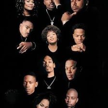 A portrait of Dr. Dre, co-founder of Death Row Records.