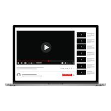 A video playing on a laptop with a YouTube-style interface.