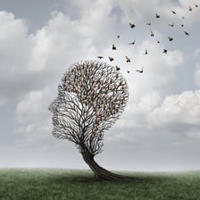 A conceptual illustration representing memory loss.