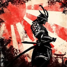 A samurai depicted with a katana sword.