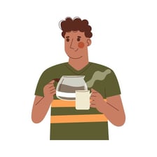 A person taking a slow sip from a drink