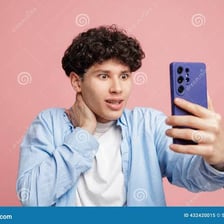 A person reacting with alarm and concern.