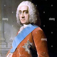 A formal portrait of a British aristocrat in traditional dress