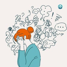 A worried person concentrating anxiously on a minor problem.