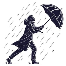 A person bracing against powerful wind to represent enduring hardship