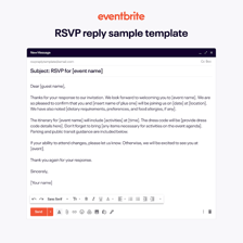 An invitation asking a guest to RSVP for a social event