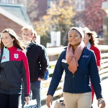 Prospective students being shown around a college campus