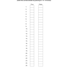 A true-or-false worksheet showing F for a false statement.