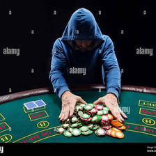 Poker chips pushed forward to indicate an all-in bet.
