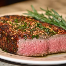 A steak cooked rare
